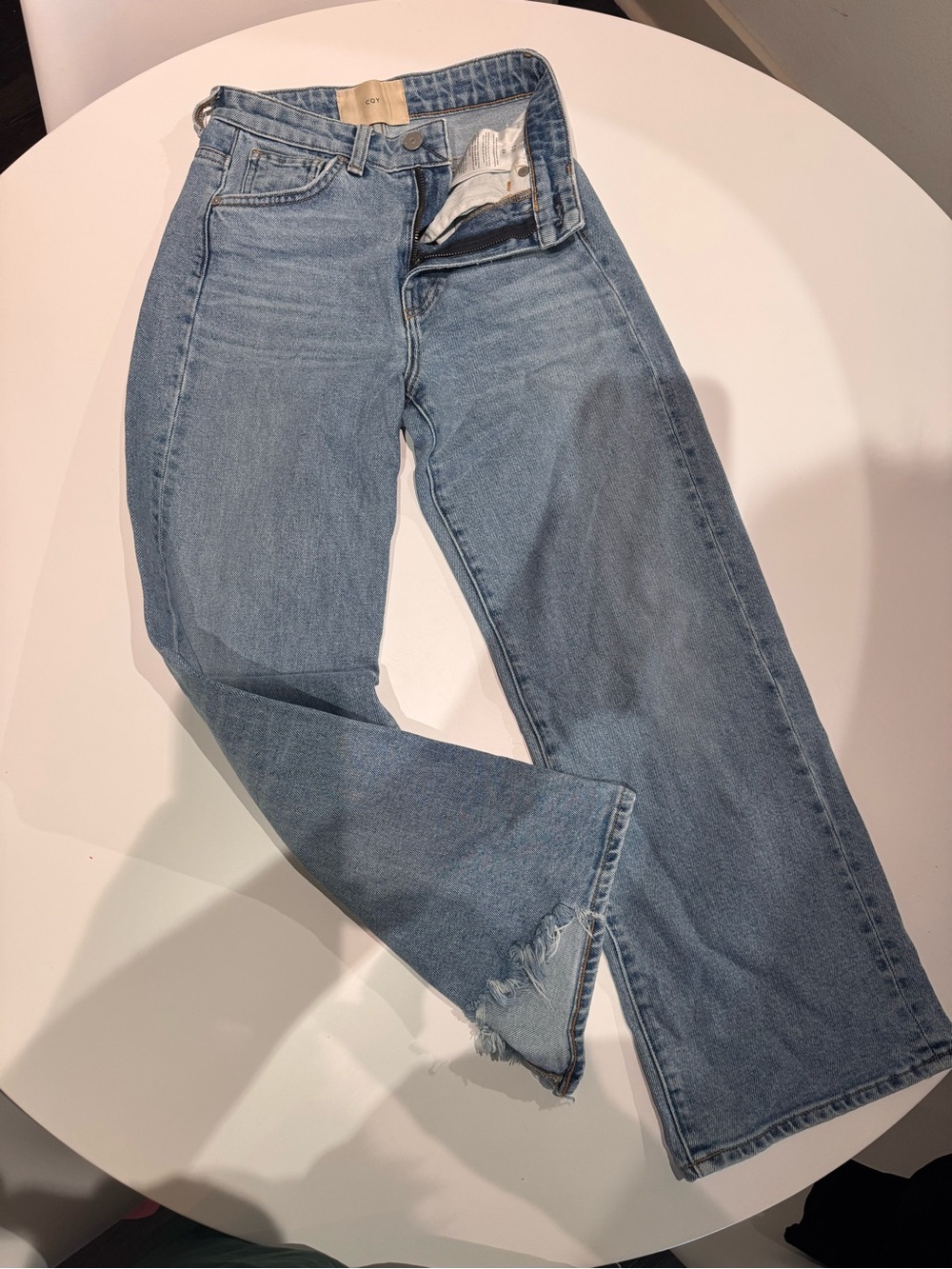 High-Rise Straight Leg Jeans in Light Blue Wash - Women